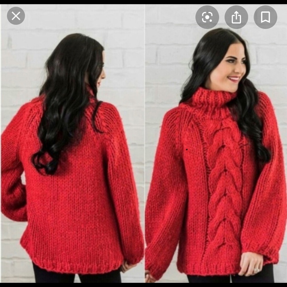 Rachel Parcell chunky knits red sweater